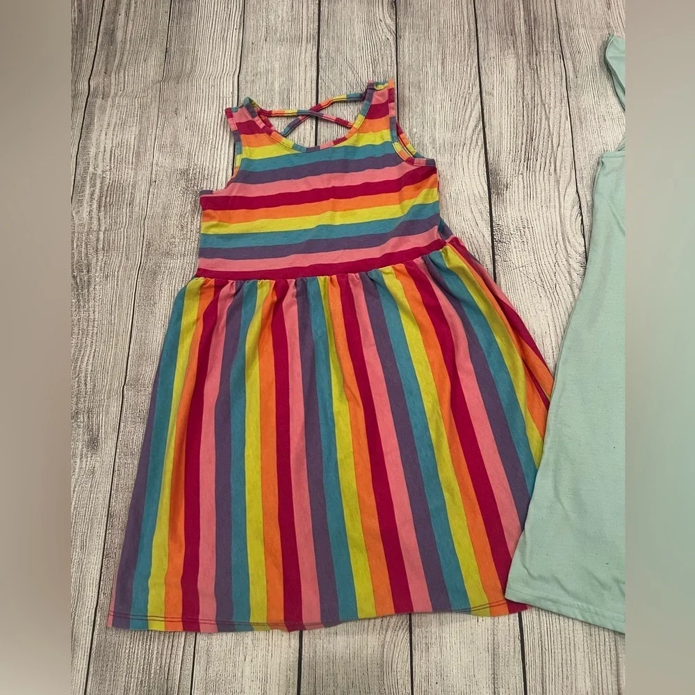 Bundle of 2 :Colorful summer Striped Dress & Pineapple Graphic girls 6-7 / 7-8 - Picture 5 of 10